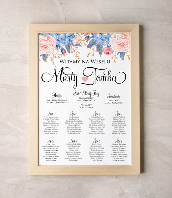 Plany stołów Plakaty botaniczne podróżnicze powitanie i usadzenie gości plan stołów weselnych, rozmiary do wyboru 06/vint/PL