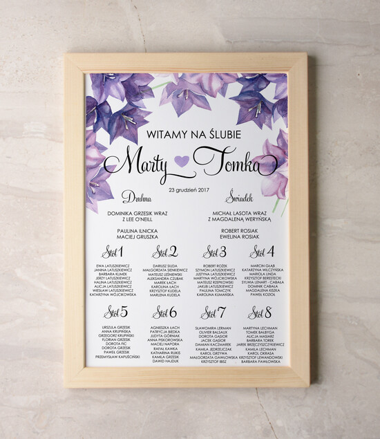 Plany stołów Plakaty botaniczne podróżnicze tablica informacyjna dla gości weselnych, rustykalne wybierz swoj rozmiar 15/kolb/PL