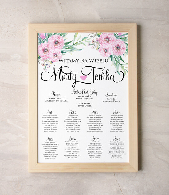 Plany stołów Plakaty botaniczne podróżnicze plansza powitanie gości i plan stołów w jednym, rustykalne w ekologicznym stylu 19/kolb/PL