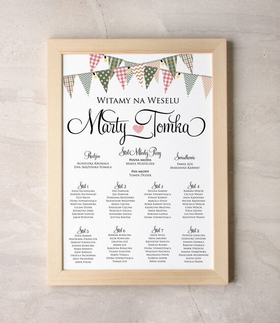 Plany stołów Plakaty botaniczne podróżnicze powitanie gości na sali ślubnej i plan stołów, rustykalne wybierz swoj rozmiar 43/bot/PL