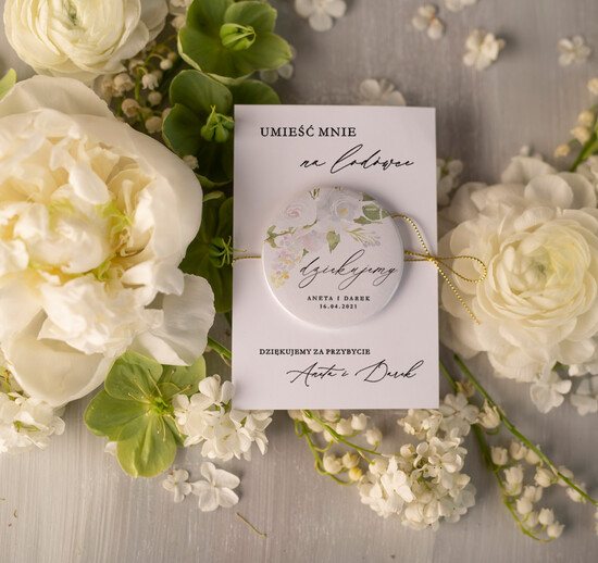 Podziękowania dla Gości Weselnych Magnesy breloki Zdrapki unikatowe podziękowania dla gości, rustykalne magnesy na lodówkę 1/bklak/mg