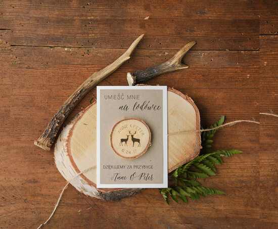 Podziękowania dla Gości Weselnych Magnesy breloki Zdrapki drewniany krążek podziękowania dla gości weselnych pieczątka magnes rustykalne wesele 21/drss/mg