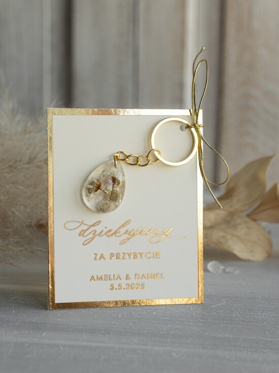 Podziękowania dla Gości Weselnych Magnesy breloki Zdrapki prezent dla gości na ślubie zatopione kwiaty w żywicy, ręcznie robiony brelok do kluczy z zawieszką  02/Blam/Brelok