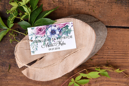 Podziękowania dla Gości Weselnych Zawieszki bileciki do prezentów prezenty dla gości weselnych, zawieszki do prezentów własnego pomysłu 22/akwECO/tagp