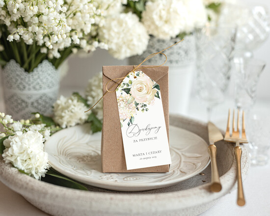 Podziękowania dla Gości Weselnych Zawieszki bileciki do prezentów  podziękowania dla gości weselnych, personalizowane zawieszki do prezentów 01/botR/tag