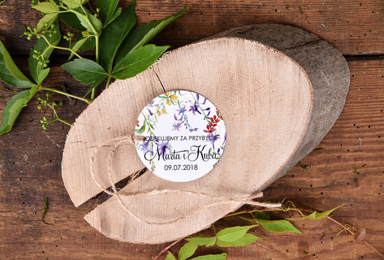 Podziękowania dla Gości Weselnych Zawieszki bileciki do prezentów podziękowania gościom weselnym, drewniane zawieszki 59/akwECO/tago