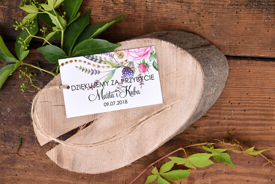 Podziękowania dla Gości Weselnych Zawieszki bileciki do prezentów podarunki ślubne dla gości weselnych, zawieszki do waszych podarków dla gości 02/BHszR/tagp