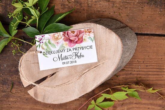 Podziękowania dla Gości Weselnych Zawieszki bileciki do prezentów prezencik dla gości weselnych, zawieszki do prezentów własnego pomysłu 05/BHszK/tagp