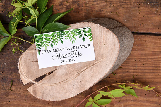 Podziękowania dla Gości Weselnych Zawieszki bileciki do prezentów prezencik dla gości weselnych, personalizowane zawieszki do prezentów 66/akwECO/tagp