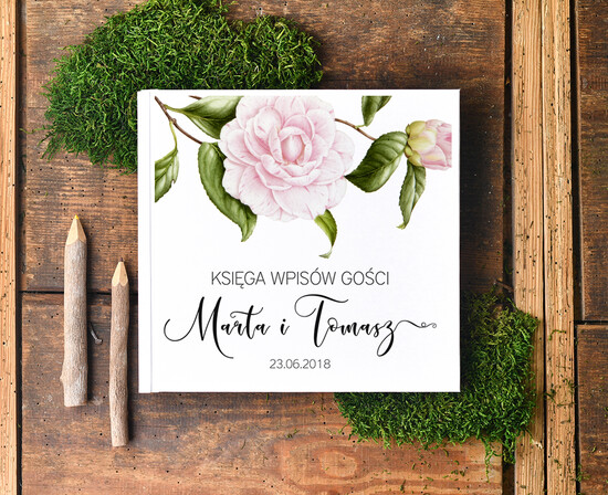 Księgi wpisów gości botaniczne ksiega pamiatkowa na wpisy gosci weselnych, wybierz swoja tresc rustykalny 01/bot/kwg