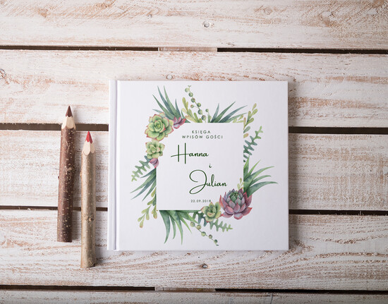 Księgi wpisów gości botaniczne nietypowa księga gości ślub i wesele, w stylu rustykalnym wasze imiona i treść 08/VbotF/kwg