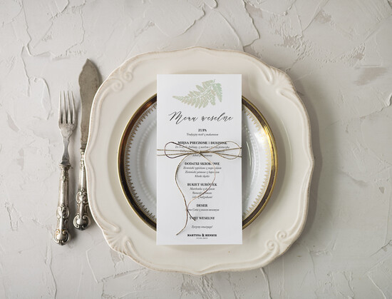 Menu rustykalne menu weselne karta dań weselnych, rustykalne eko dowolona tresc 03/NWK/m