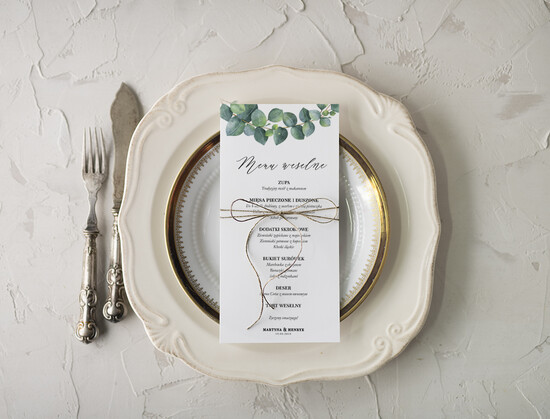 Menu rustykalne menu weselne na stoły plan podawania posiłków, rustykalne ekologiczne wasza tresc 04/NWK/m