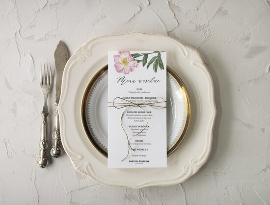 Menu rustykalne menu weselne plan podawania posiłków na weselu, rustykalne eko dowolona tresc 05/NWK/m
