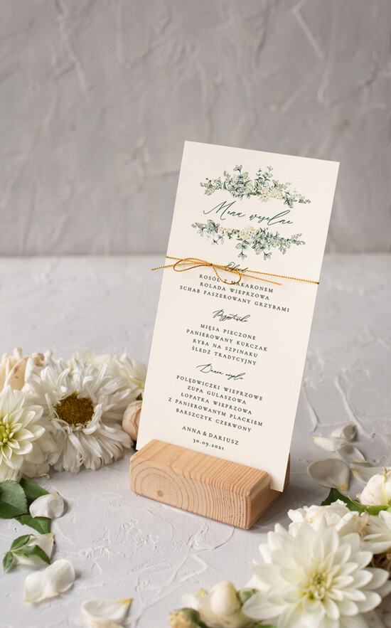 Menu rustykalne karta dań weselnych menu weselne plan podawania posiłków, rustykalne dowolna treść 6/owb/m