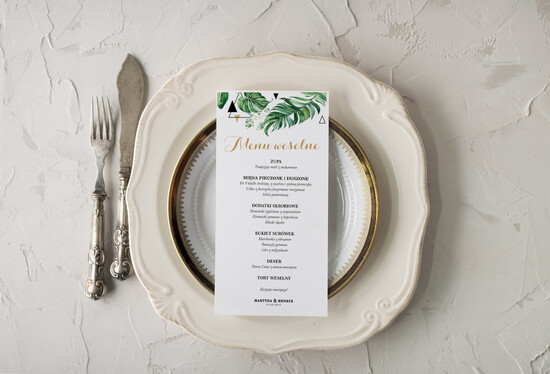 Menu rustykalne ślubne menu z planem podawania dań wesenych, rustykalne eko dowolona tresc 1/CB/m