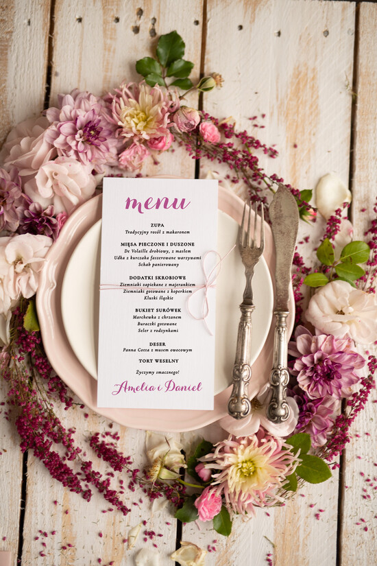 Menu rustykalne menu ślubne z planem posiłków, rustykalne wasza treść 1/wrzos/m