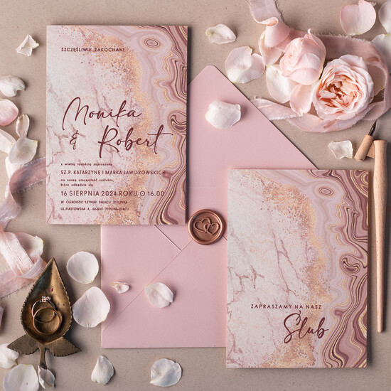 Zaproszenia ślubne Minimalistyczne delikatne zaproszenia ślubne marmur, zaproszenia na ślub boho, proste zaproszenia slubne marmurkowe  01/marmur/z