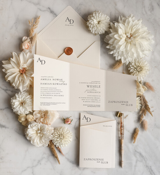Zaproszenia ślubne Minimalistyczne Proste Zaproszenia Ślubne Minimalistyczne Zaproszenia na Ślub Delikatne Zaproszenie Ślubne Kremowe 05/SKL3/z