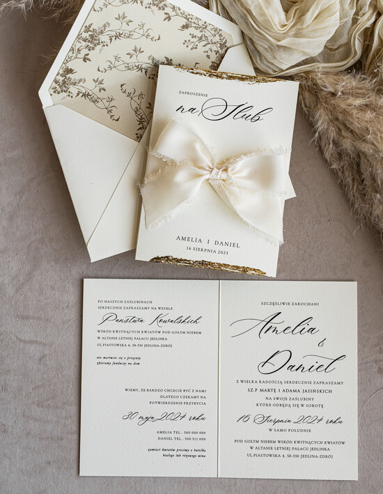 Zaproszenia ślubne Minimalistyczne kremowe Zaproszenia Ślubne Minimalistyczne Zaproszenia na Ślub Eleganckie zaproszenia ślubne z szyfo 02/zlws/z24