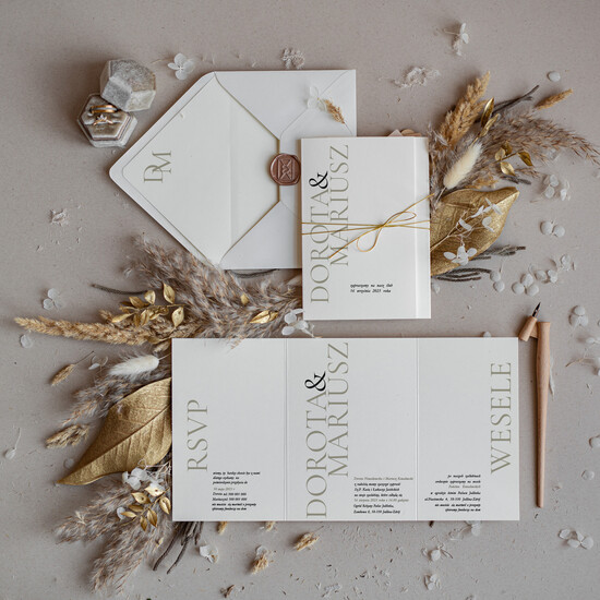 Zaproszenia ślubne Minimalistyczne Proste Zaproszenia Ślubne Składane  Minimalistyczne Zaproszenia na Ślub Delikatne Zaproszenie Ślubne 08/Minskl/z