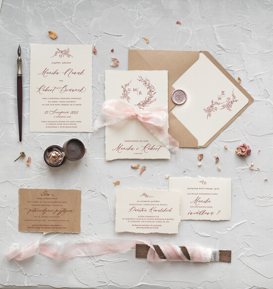 Zaproszenia ślubne Minimalistyczne Minimalistyczne Zaproszenia ślubne Romantyczne Zaproszenie na Ślub Kaligrafia 03/MinJedwab/z