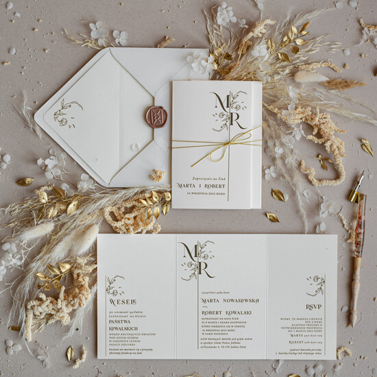 Zaproszenia ślubne Minimalistyczne Proste  Zaproszenia Ślubne Monogram  Minimalistyczne Zaproszenia na Ślub Delikatne Zaproszenie Ślubn 06/Minskl/z