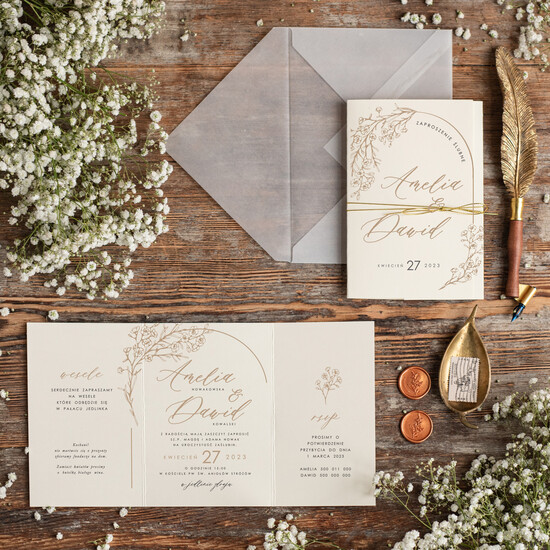 Zaproszenia ślubne Minimalistyczne modne zaproszenia na ślub z gipsówką, proste zaproszenia ślubne z gipsówką, gipsówka na zaproszeniac 03/gipsSKL3/z