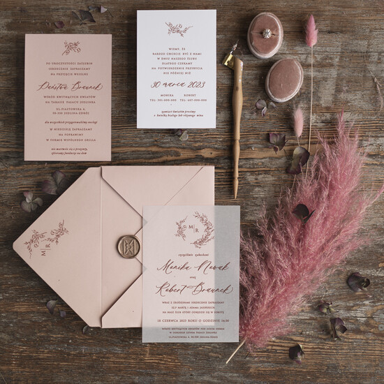 Zaproszenia ślubne Minimalistyczne Minimalistyczne Zaproszenia ślubne Romantyczne Zaproszenie na Ślub na kalce  02/minKal/z
