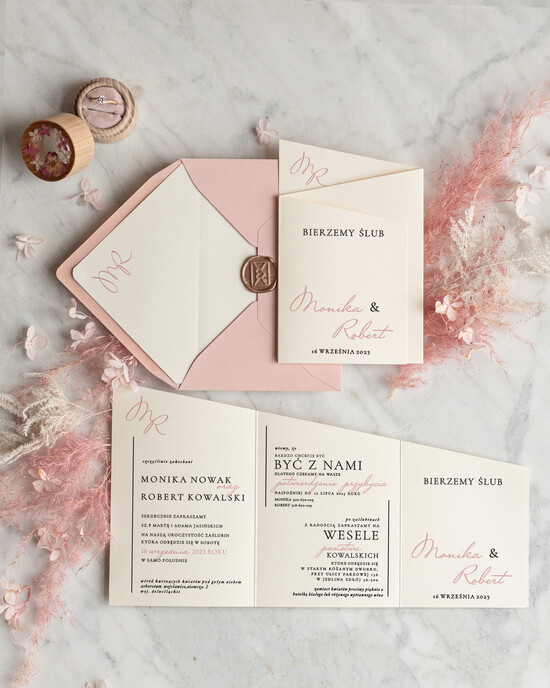 Zaproszenia ślubne Minimalistyczne zaproszenia i zawiadomienia ślubne, proste i eleganckie zaproszenie na ślub  04/SKL3/z