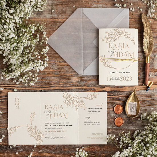 Zaproszenia ślubne Minimalistyczne modne zaproszenia na ślub z gipsówką, proste zaproszenia ślubne z gipsówką, gipsówka na zaproszeniac 02/gipsSKL3/z