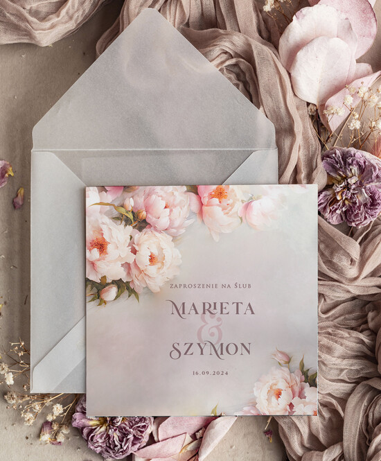 Zaproszenia ślubne Minimalistyczne Różowe Ombre Zaproszenia Ślubne Minimalistyczne Zaproszenia na Ślub Eleganckie, Różowe Zaproszenia Ś 01/kw/z24