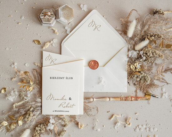 Zaproszenia ślubne Minimalistyczne proste zaproszenia ślubne, składane minimalistyczne zaproszenie na ślub 03/SKL3/z