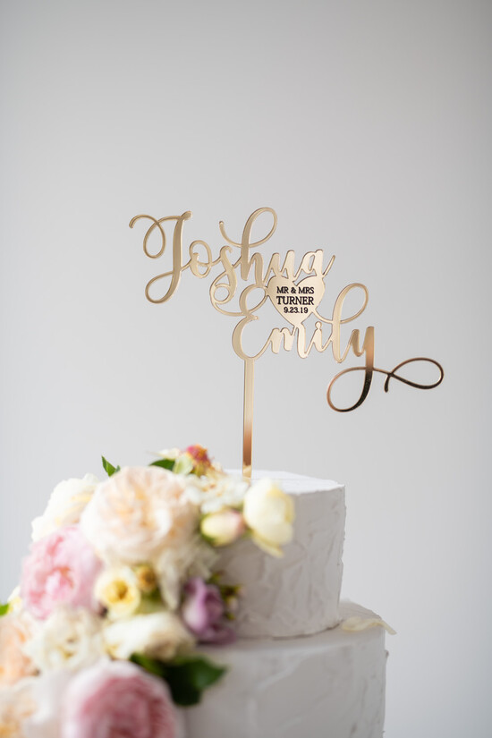 Figurki na tort / cake topper statuetki akryl błyszczący złoty topper na tort weseny napis na tort ślubny wasze nazwisko  16/topperpelxi/ST