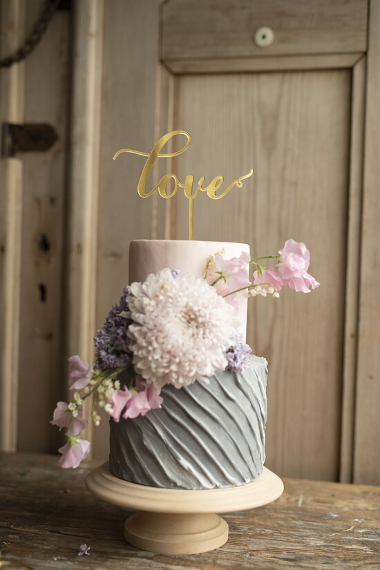 Figurki na tort / cake topper statuetki akryl ślubny zloty napis love na tort weselny złocone lustro topper na tort  16/GL/ST