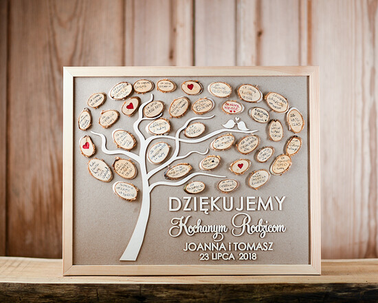 Prezenty, Podziękowania dla Rodziców Podziękowania dla rodziców w ramie drzewko podziękowania ślubne dla rodziców prezenty dla mamy i taty z okazji ślubu    08/RODZz/rama