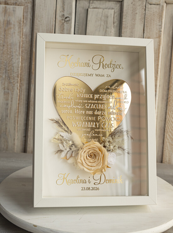Prezenty, Podziękowania dla Rodziców Podziękowania dla rodziców w ramie Ślubne podziękowania dla Rodziców na weselu, złote podziękowanie dla Mamy i Taty, wzruszający prezen 223/RamaZŁ/RAMA2