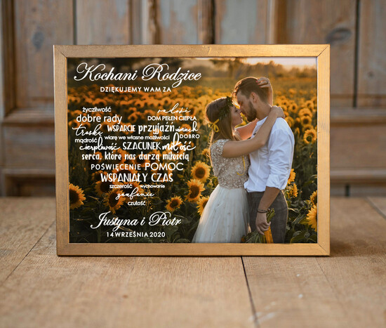 Prezenty, Podziękowania dla Rodziców Podziękowania dla rodziców w ramie prezent dla rodziców ślub podziekowania, rustykalne wesele rama wasze imiona 1/ramadruk/rama