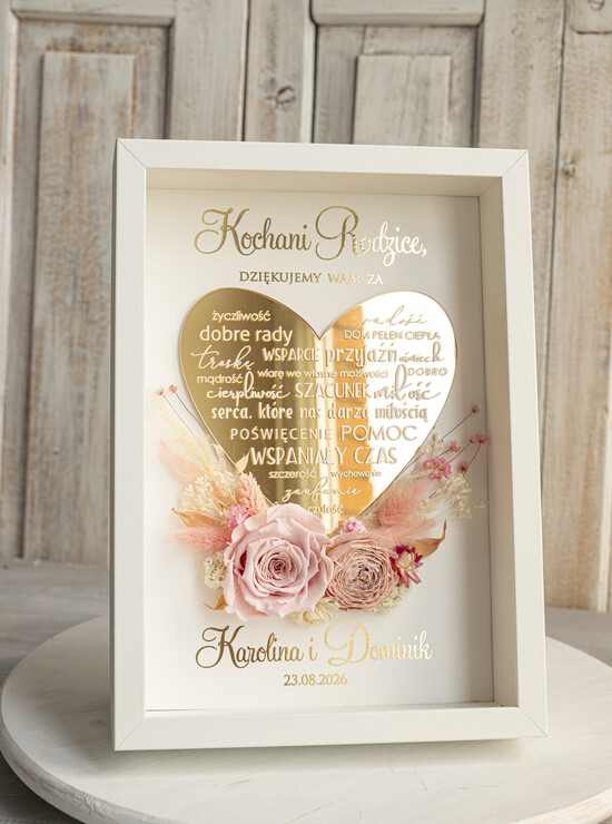 Prezenty, Podziękowania dla Rodziców Podziękowania dla rodziców w ramie Ślubne podziękowania dla Rodziców na weselu, złote podziękowanie dla Mamy i Taty, wzruszający prezen 222/RamaZŁ/RAMA2