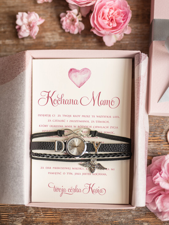 Prezenty, Podziękowania dla Rodziców Zestawy dla Rodziców w pudełku oryginalne prezenty dla rodziców na ślub zegarek prezent dla Mamy  01/mamapodz/podz