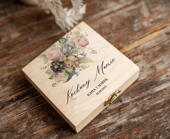 Prezenty, Podziękowania dla Rodziców Zestawy dla Rodziców w pudełku prezent upominek dla rodziców ślub drewniana skrzynka z dedykacją i życzeniami   03/zyczenia/skrz