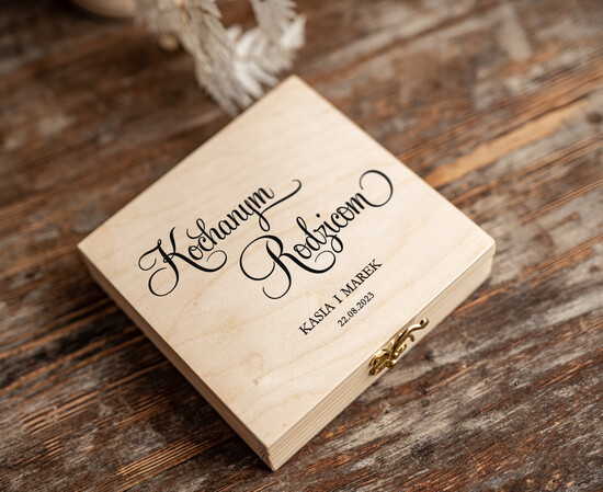 Prezenty, Podziękowania dla Rodziców Zestawy dla Rodziców w pudełku pomysł na podziękowania dla rodziców drewniana skrzynka z życzeniami 05/zyczenia/skrz