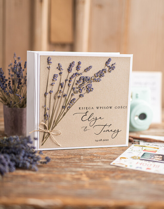 Albumy ślubne Pudełka na zdjęcia  album na zdjęcia  album na zdjęcia ślubny z lawendą, elegancki ręcznie robiony album na zdjęcia  01/law/alb
