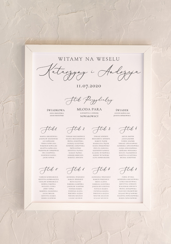 Plany stołów Plakaty Special Line tablica z rozmieszczeniem gości plan stołów weselnych 01/kaligrafia/PL