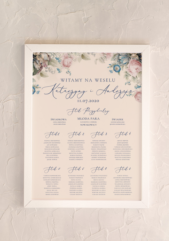 Plany stołów Plakaty Special Line plansza powitanie gości i plan stołów w jednym 01/jedwab/PL