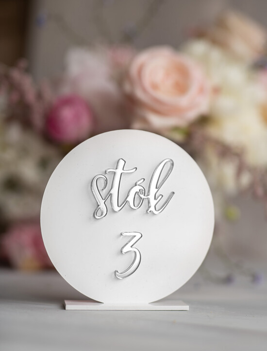 Numery na stół Akryl numerki na stoliki ślubne srebrne lustro 11/akryl/nrS