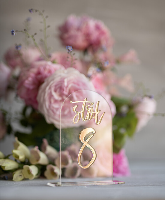 Numery na stół Akryl numery na stoły weselne, przezroczyste eleganckie modne 23/akryl/nrS