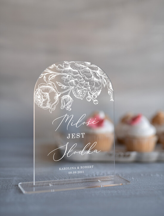 Numery na stół Akryl nowoczesny numerek na stół weselny eleganckie najpiękniejsze przezroczysty akryl 21/akrylUV/nrS