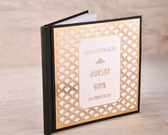 Księgi wpisów gości glamour książka na ślub na wpisy gości weselnych, klasyczne zlote lub srebrne napisy 002/GLz/kwg