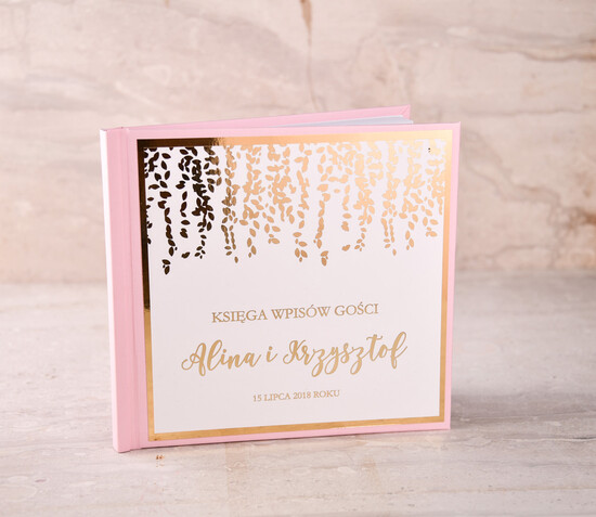 Księgi wpisów gości glamour księgi pamiątkowe i albumy na wpisy gości weselnych, klasyczne zlote lub srebrne napisy 004/Ggl/kwg